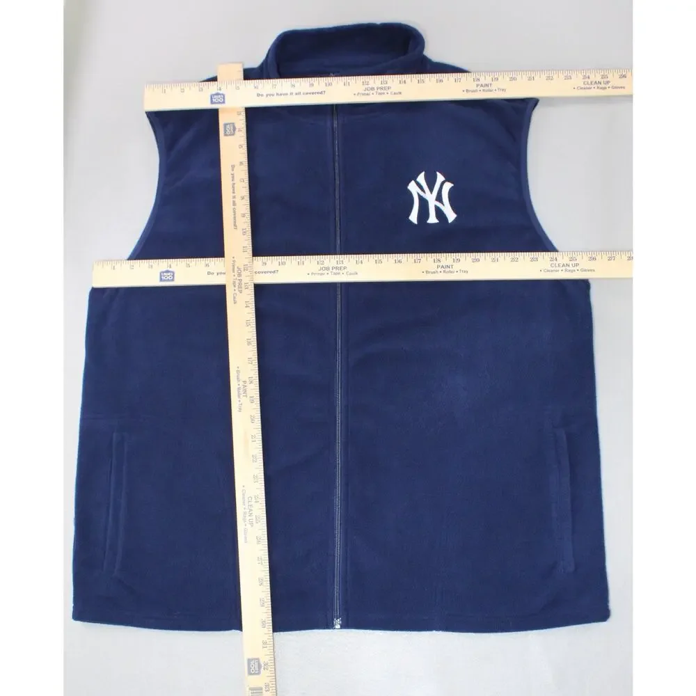 New York Yankees Blue Full Zip Fleece Sweater Vest Mens Extra Large